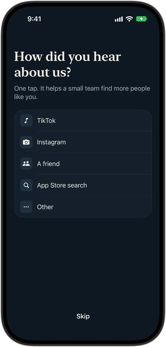 One-tap survey screen