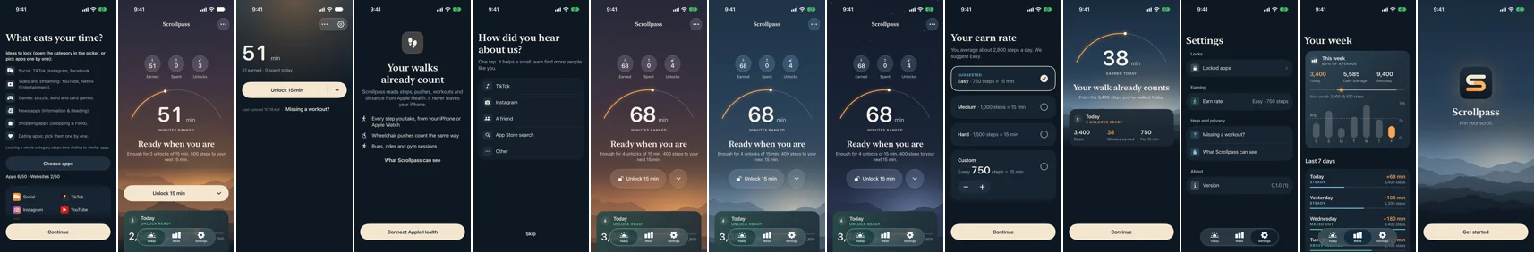 A filmstrip of 13 Simulator screenshots the agent captured to check every screen in one view
