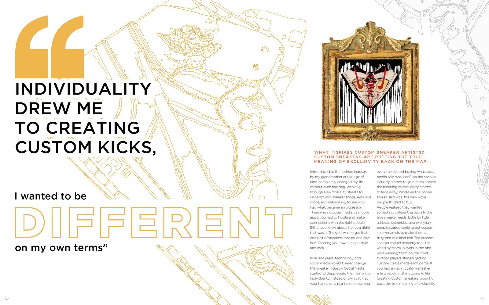 Editorial spread about custom kicks