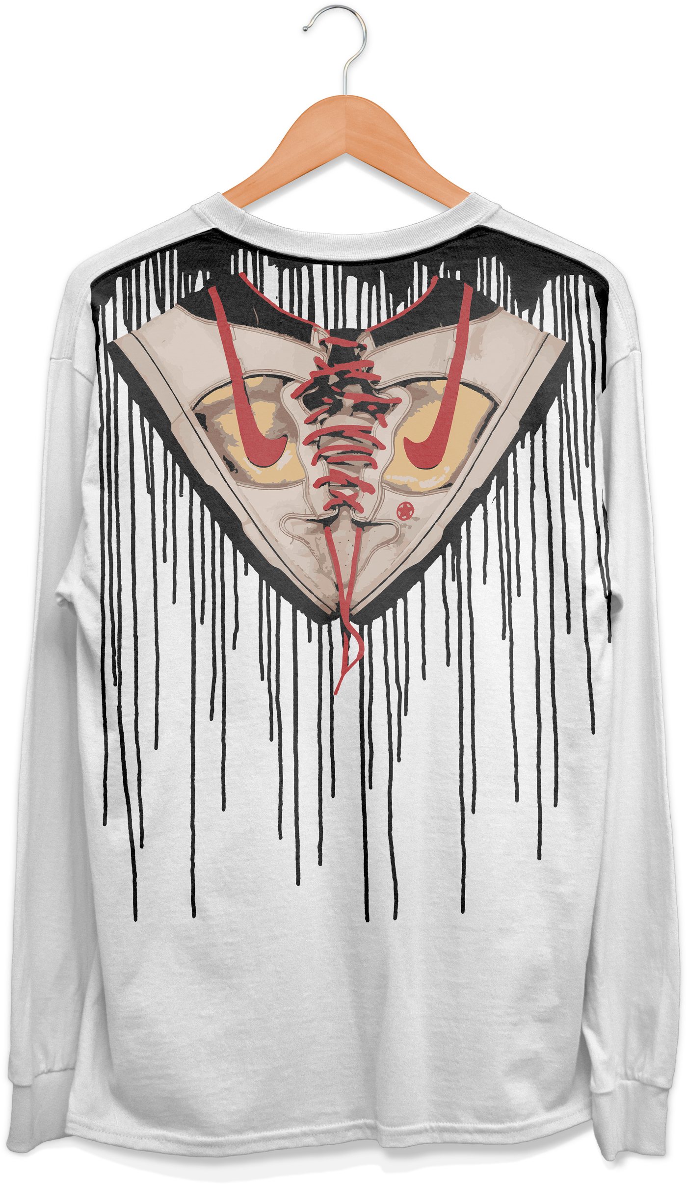 Long-sleeve with sneaker-lace artwork and drip print on the back