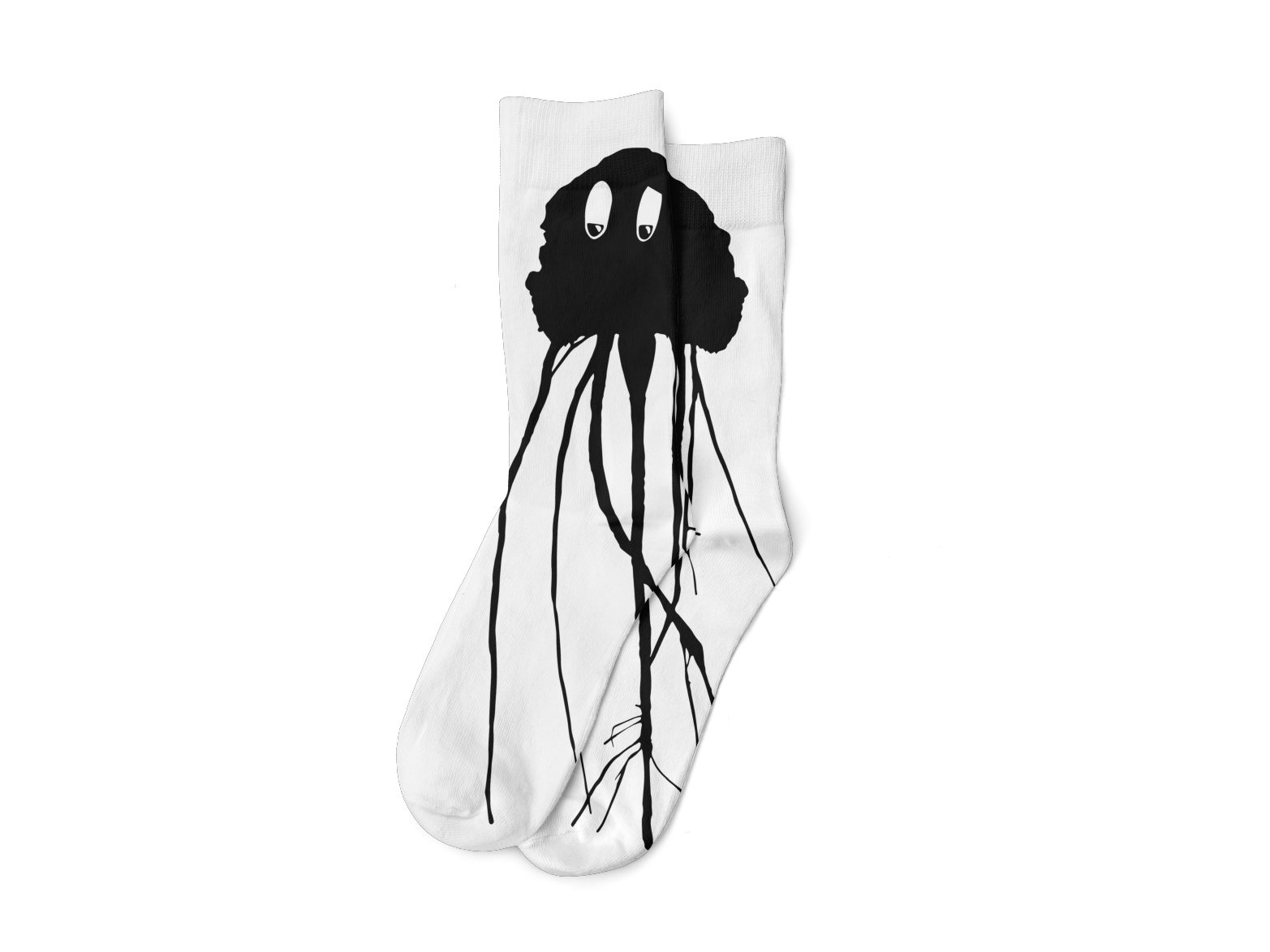 White socks with jellyfish artwork