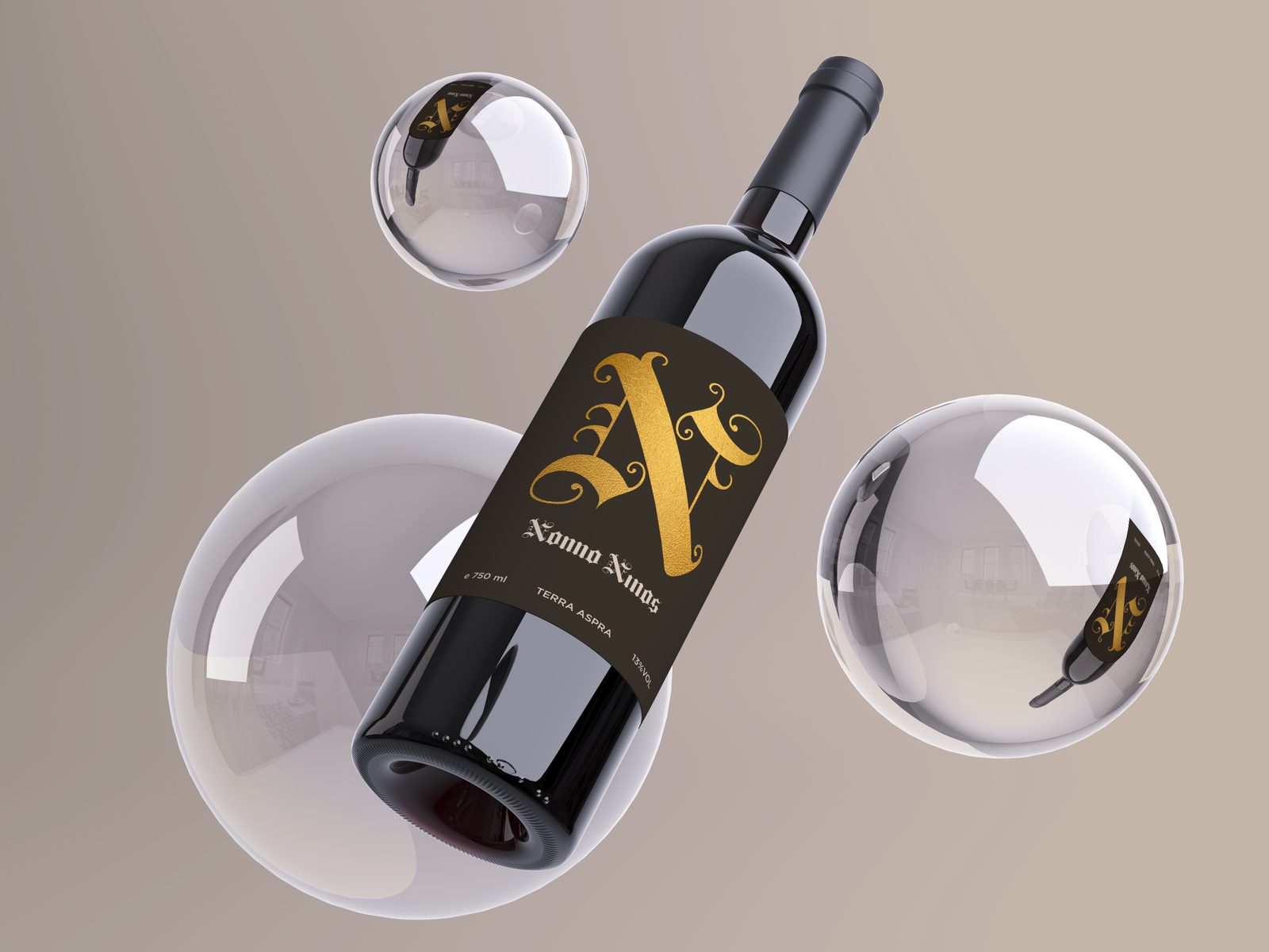 Nonno Nino's wine bottle with gold blackletter label